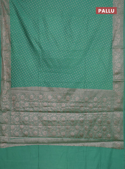 Semi chiniya saree teal green with woven buttas and woven border