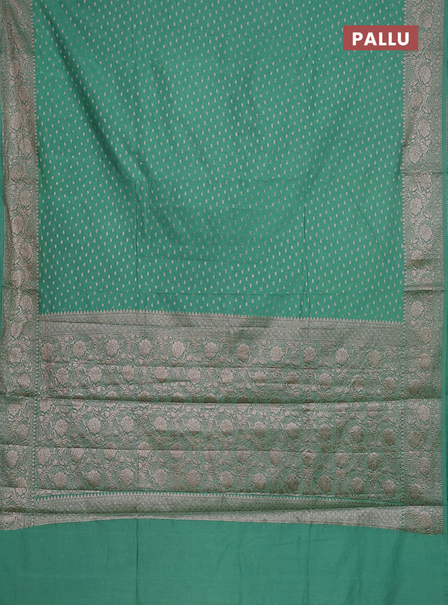 Semi chiniya saree teal green with woven buttas and woven border