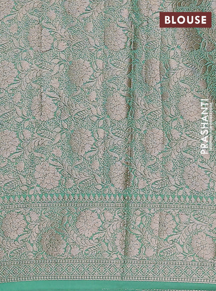 Semi chiniya saree teal green with woven buttas and woven border