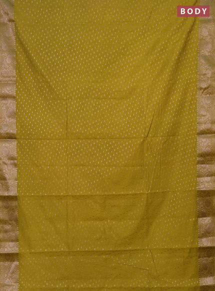 Semi chiniya saree lime green with woven buttas and woven border