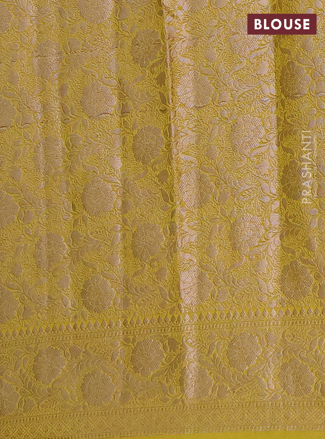 Semi chiniya saree lime green with woven buttas and woven border