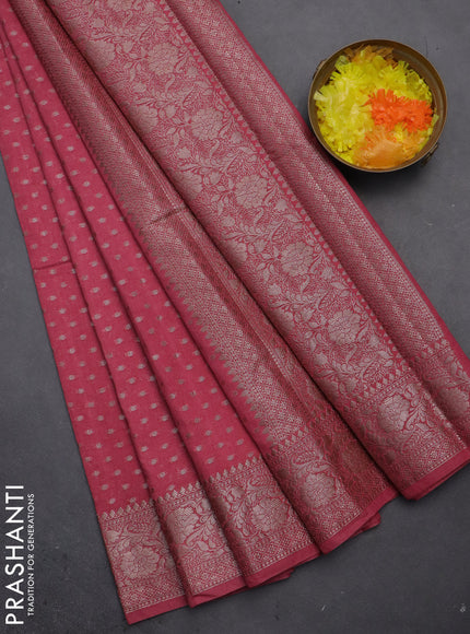 Semi chiniya saree mauve pink with woven buttas and woven border