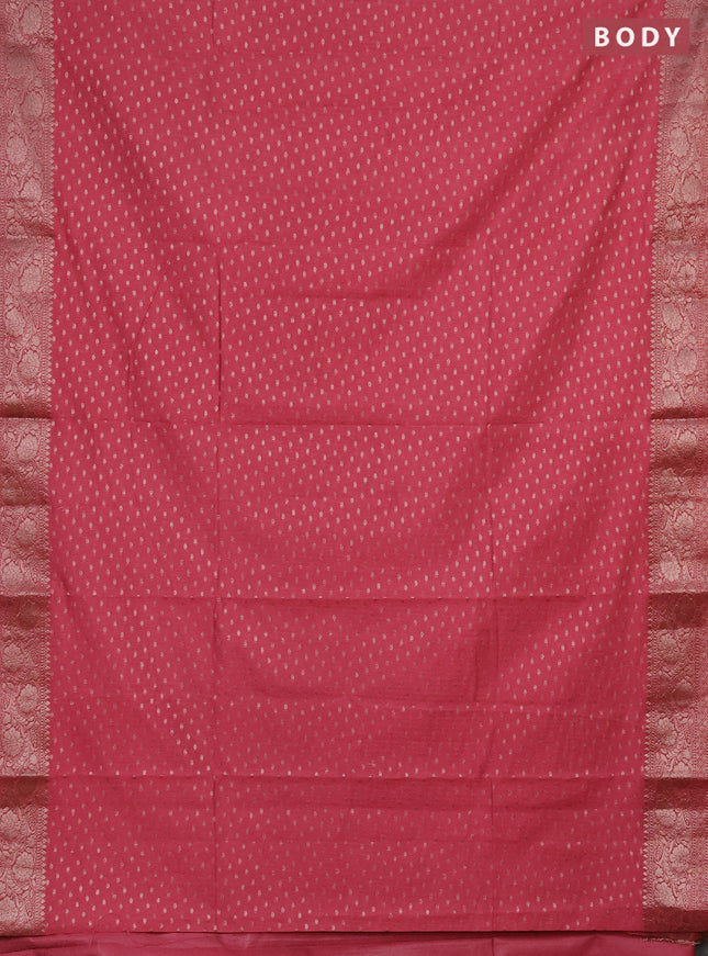 Semi chiniya saree mauve pink with woven buttas and woven border