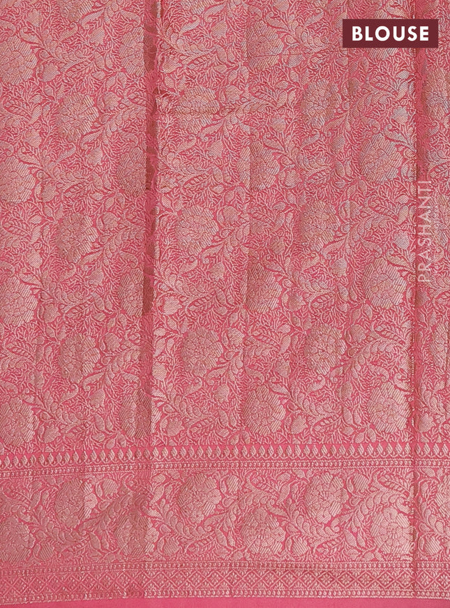 Semi chiniya saree mauve pink with woven buttas and woven border