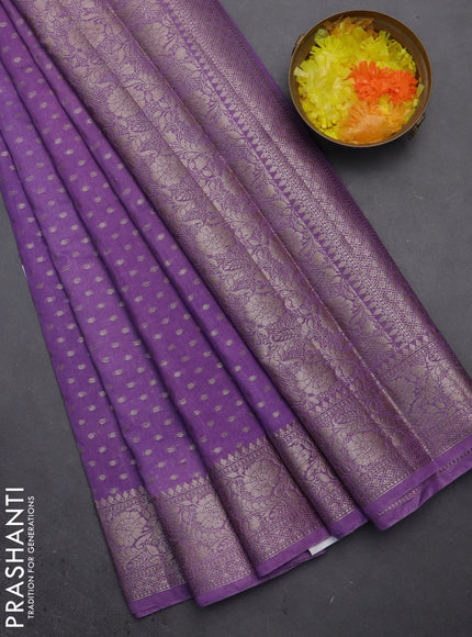 Semi chiniya saree lavender with woven buttas and woven border