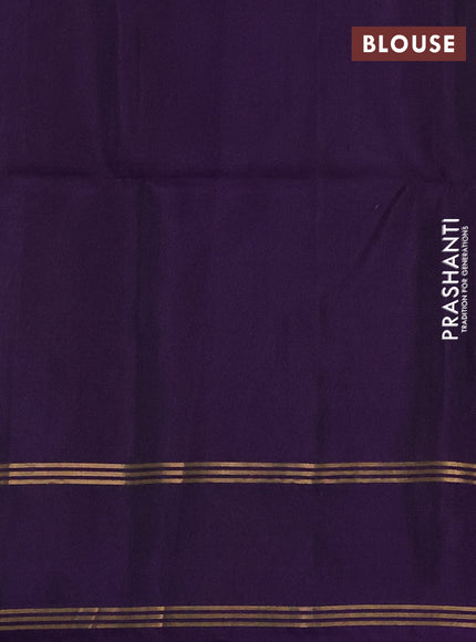 Pure soft silk saree light green and purple with zari woven floral buttas and rettapet zari woven border