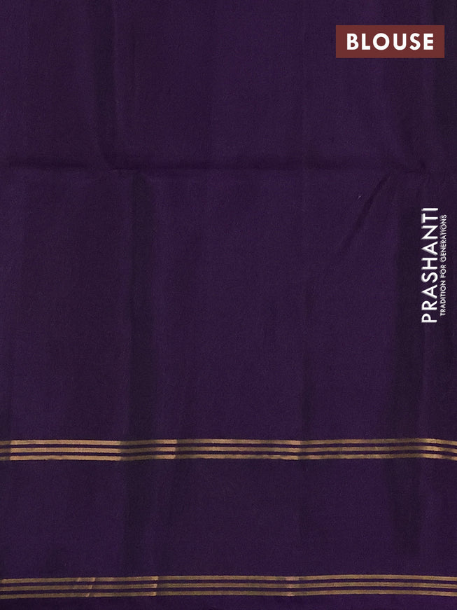 Pure soft silk saree light green and purple with zari woven floral buttas and rettapet zari woven border