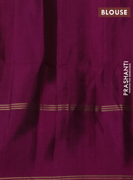 Pure soft silk saree dark mustard and purple with zari woven floral buttas and rettapet zari woven border