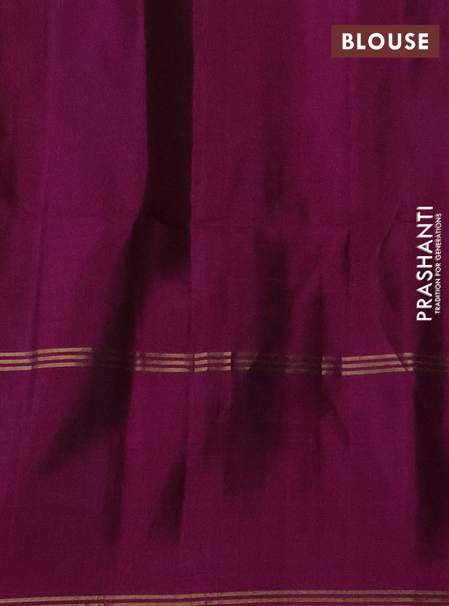 Pure soft silk saree dark mustard and purple with zari woven floral buttas and rettapet zari woven border
