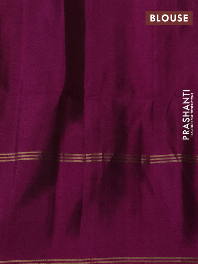 Pure soft silk saree dark mustard and purple with zari woven floral buttas and rettapet zari woven border