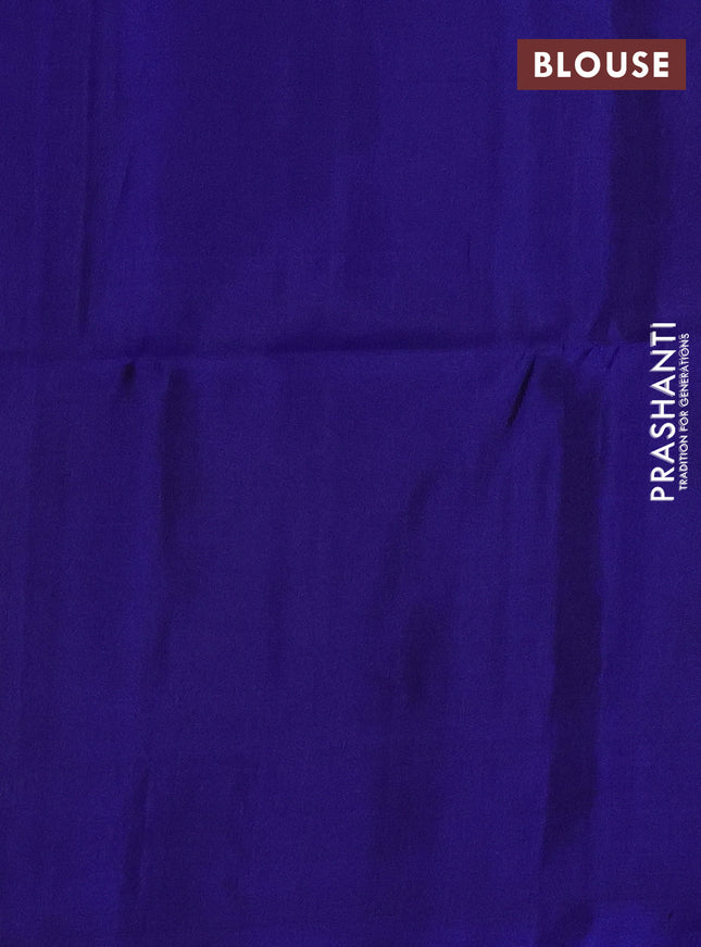 Pure soft silk saree blue with zari woven annam buttas in borderless style