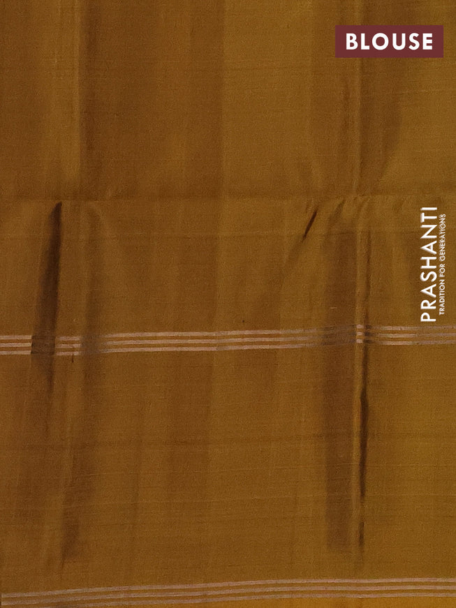 Pure soft silk saree black and dark mustard with allover zari woven buttas and long rettapet zari woven border