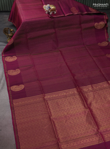Pure soft silk saree purple with allover zari weaves and paisley zari woven butta border