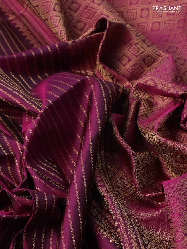 Pure soft silk saree purple with allover zari weaves and paisley zari woven butta border