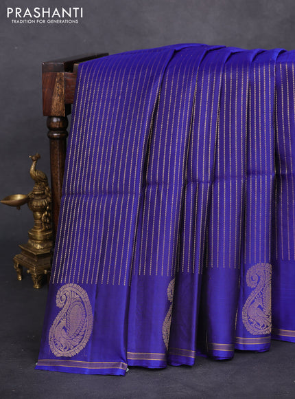 Pure soft silk saree royal blue with allover zari weaves and paisley zari woven butta border