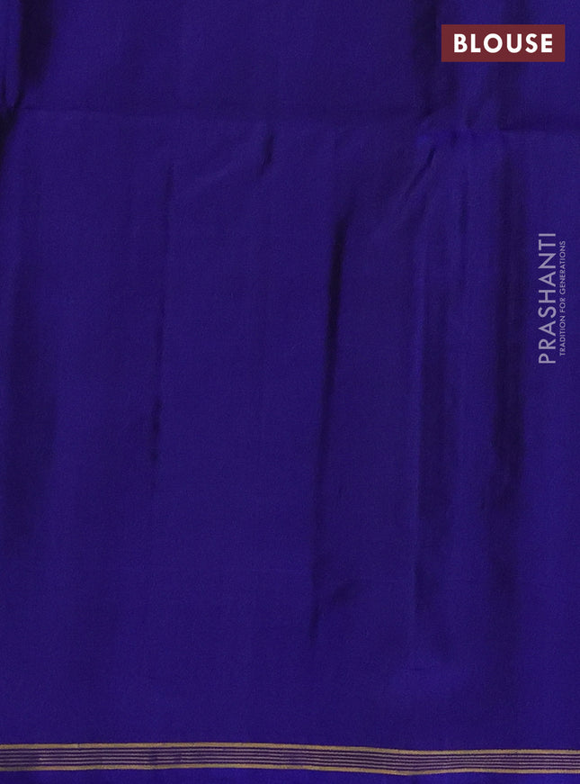 Pure soft silk saree royal blue with allover zari weaves and paisley zari woven butta border