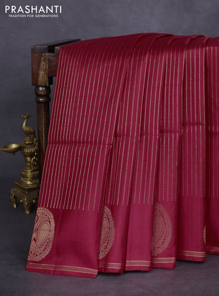 Pure soft silk saree red with allover zari weaves and paisley zari woven butta border