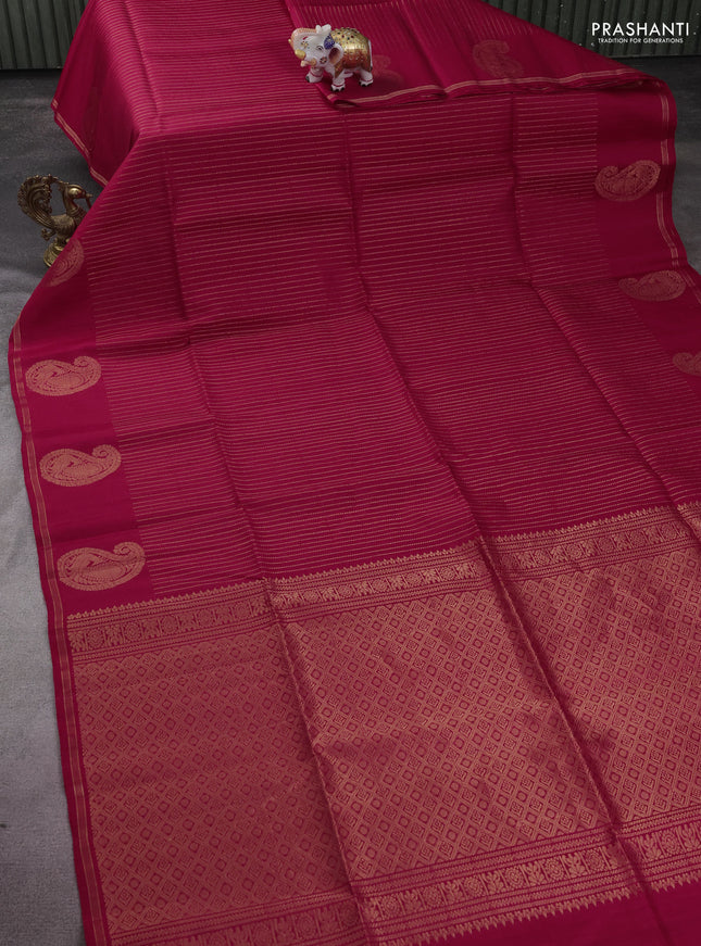 Pure soft silk saree red with allover zari weaves and paisley zari woven butta border