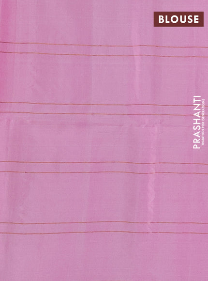 Pure soft silk saree light pink with allover zari checks & buttas in borderless style