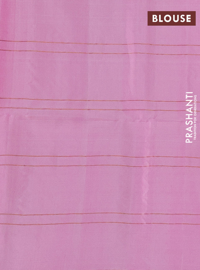 Pure soft silk saree light pink with allover zari checks & buttas in borderless style