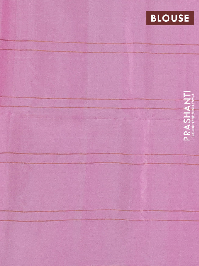 Pure soft silk saree light pink with allover zari checks & buttas in borderless style