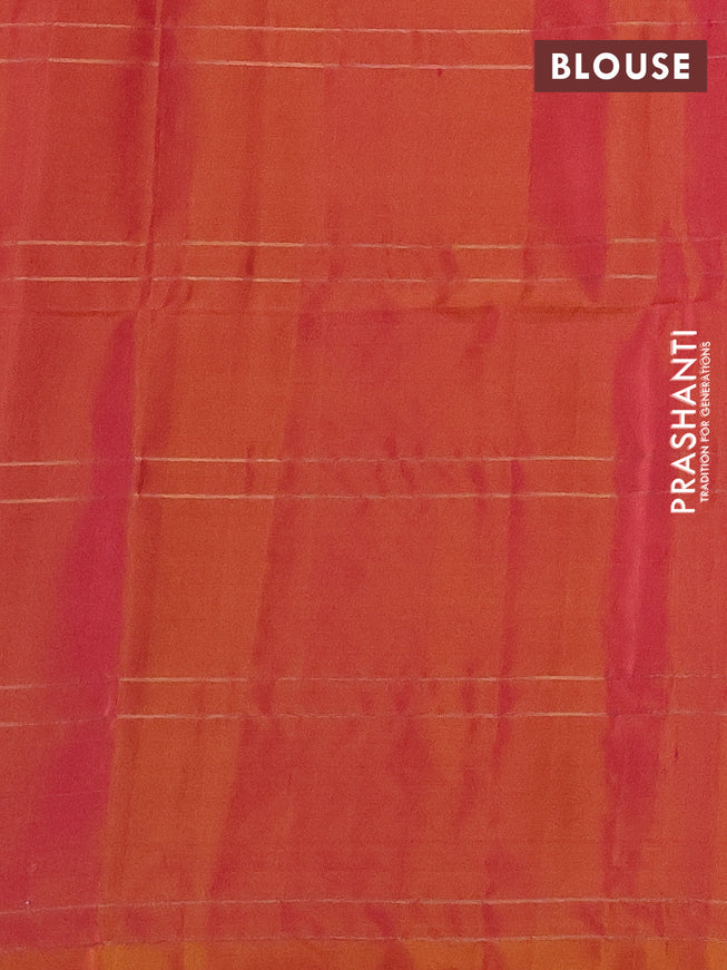 Pure soft silk saree dual shade of pinkish yellow with allover zari checks & buttas in borderless style