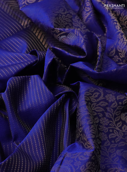 Pure soft silk saree royal blue with allover zari weaves and zari woven butta border