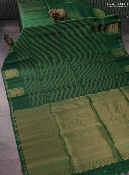 Pure soft silk saree green with allover zari weaves and zari woven butta border