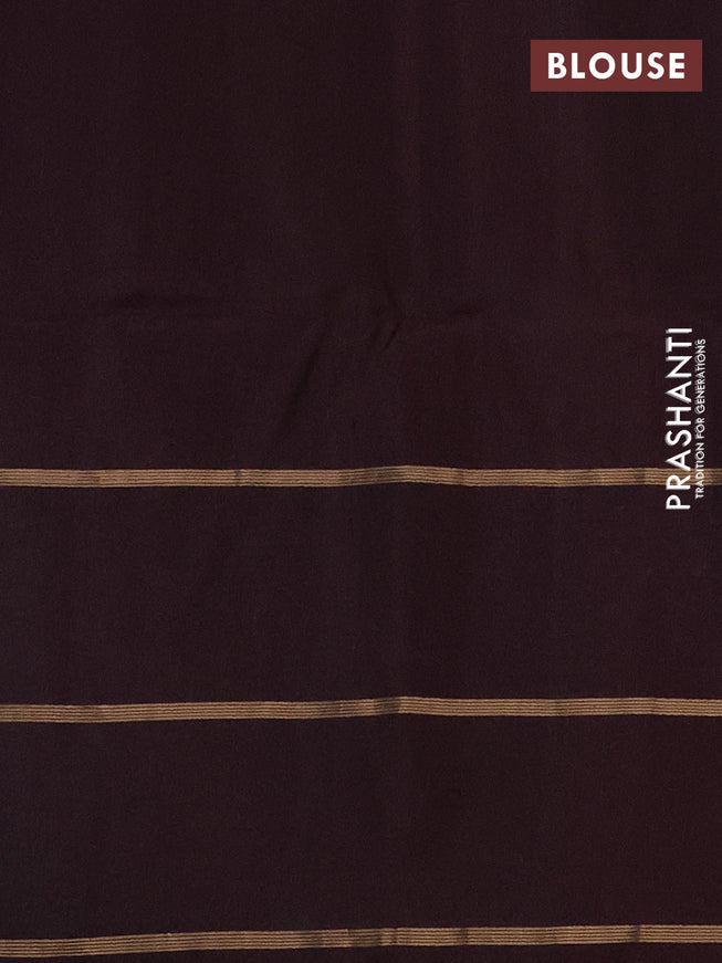 Pure soft silk saree pastel brown and deep maroon with allover zari stripe pattern and long zari woven butta border