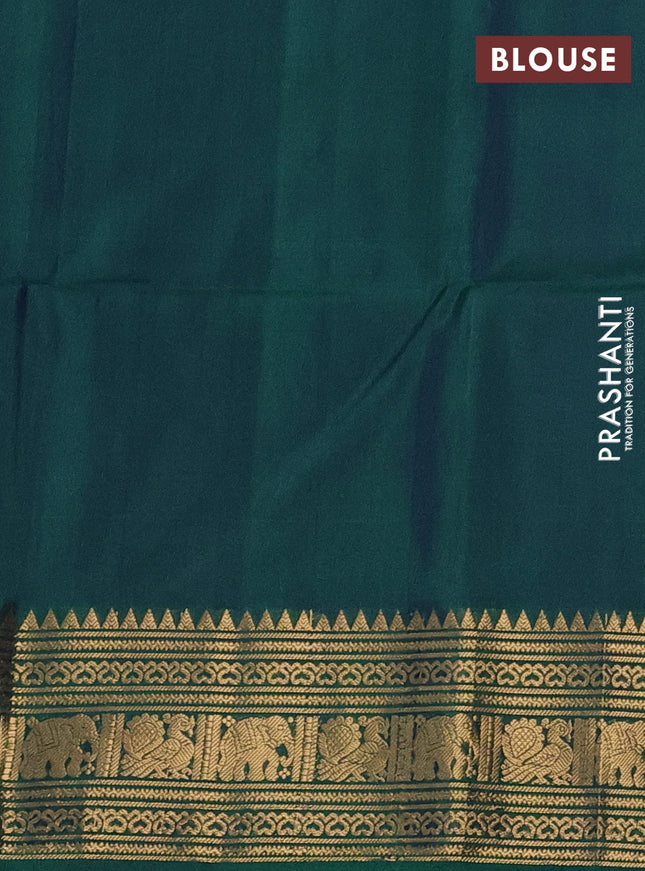 Pure soft silk saree dual shade of greenish blue with zari woven annam buttas and zari woven border