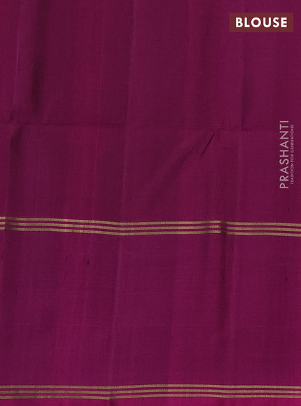 Pure soft silk saree green and purple with zari woven floral buttas and long rettapet zari woven border