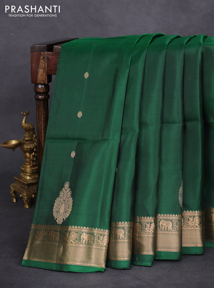 Pure soft silk saree green with zari woven buttas and zari woven border