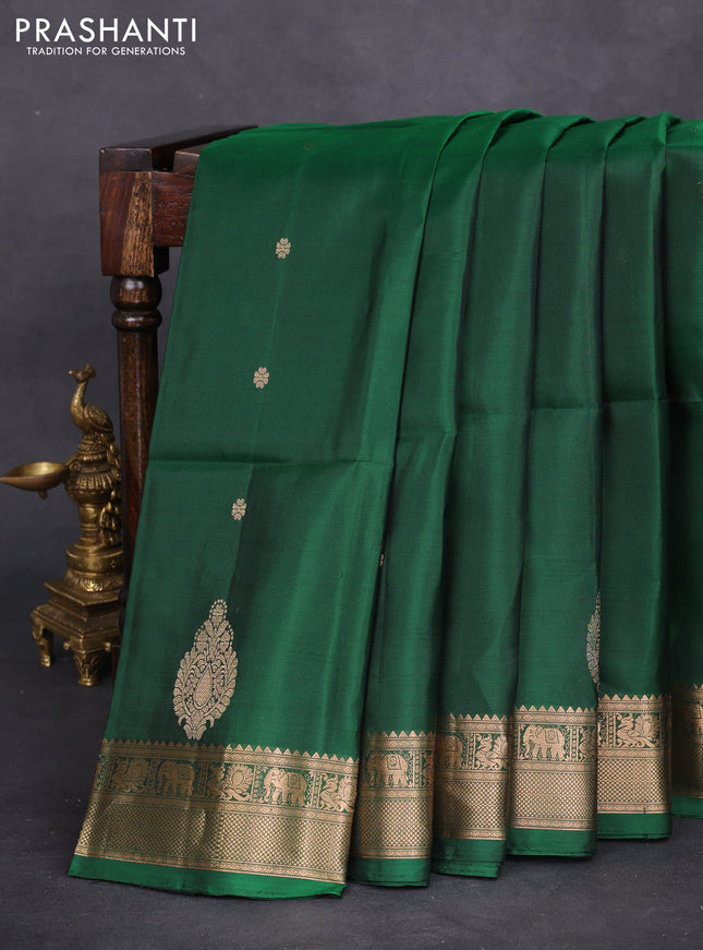 Pure soft silk saree green with zari woven buttas and zari woven border