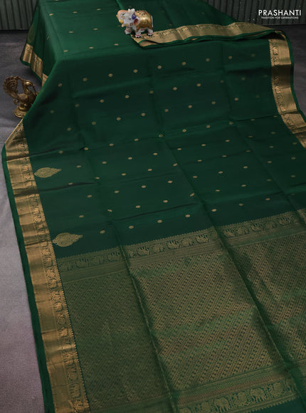 Pure soft silk saree green with zari woven buttas and zari woven border