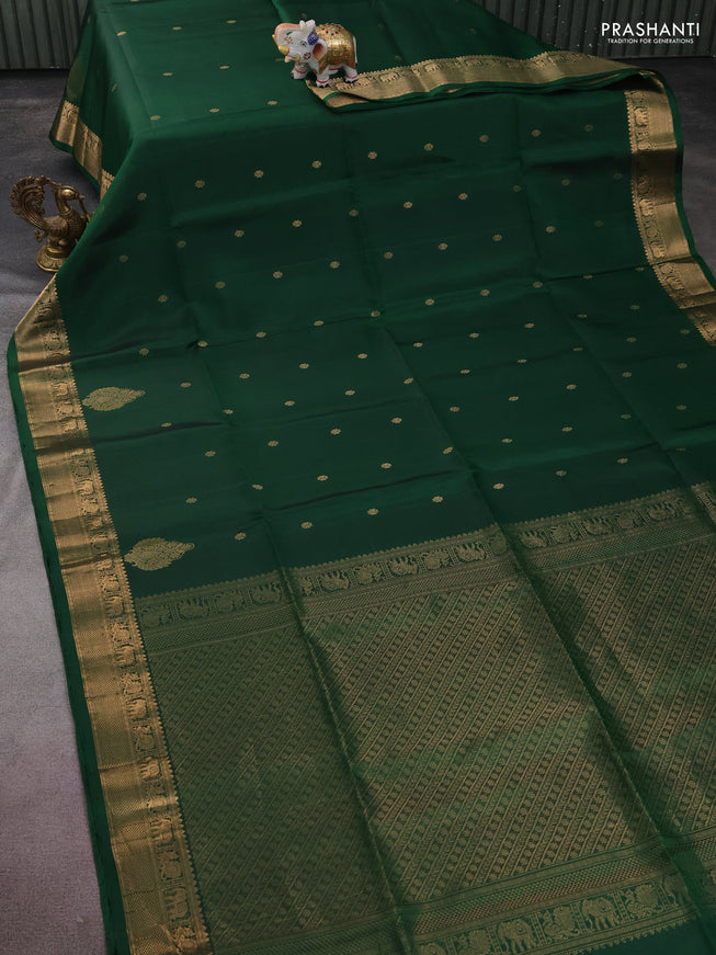 Pure soft silk saree green with zari woven buttas and zari woven border