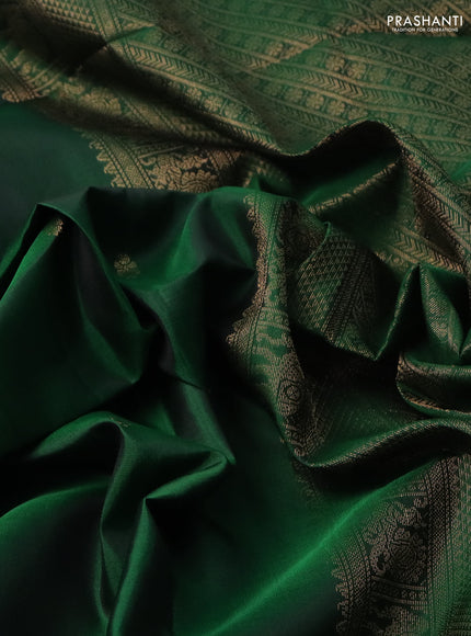 Pure soft silk saree green with zari woven buttas and zari woven border