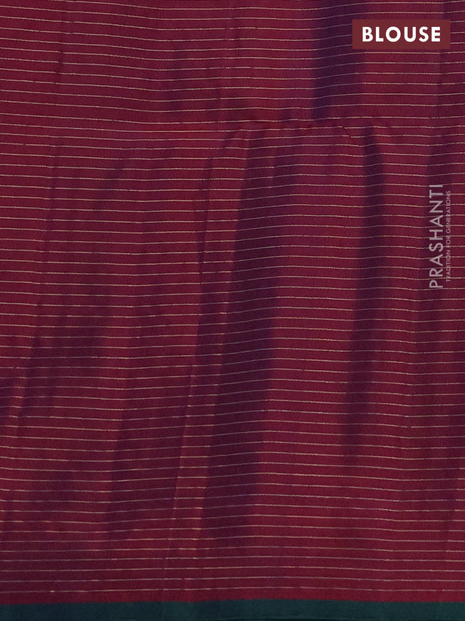 Pure soft silk saree dual shade of maroon with allover zari checks & buttas and piping border