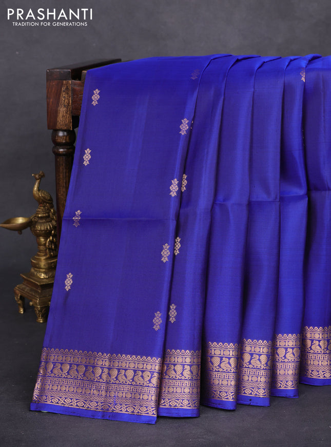 Pure soft silk saree blue with zari woven buttas and zari woven border