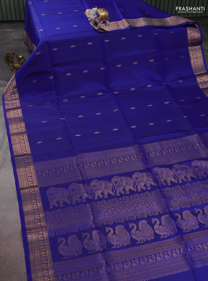 Pure soft silk saree blue with zari woven buttas and zari woven border