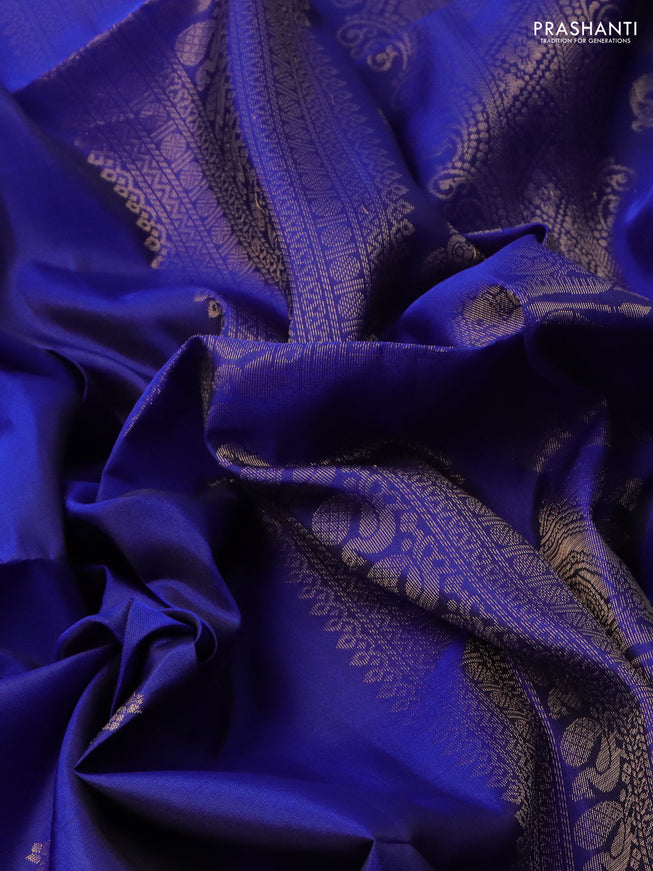 Pure soft silk saree blue with zari woven buttas and zari woven border