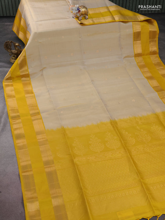 Pure soft silk saree beige with zari woven buttas and rettapet zari woven border