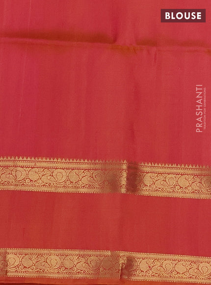 Pure soft silk saree dual shade of pinkish orange with zari woven buttas and rettapet zari woven border