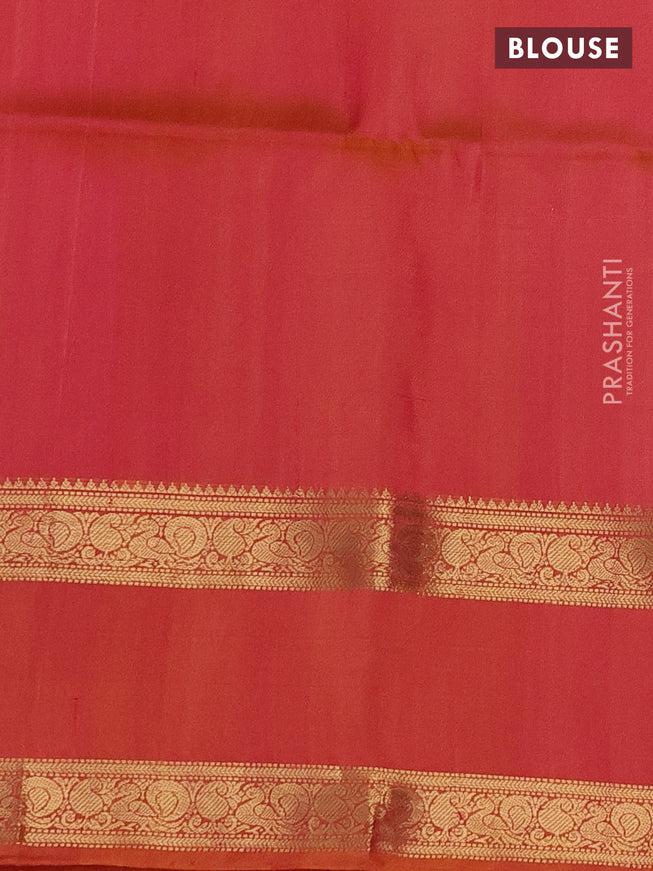Pure soft silk saree dual shade of pinkish orange with zari woven buttas and rettapet zari woven border