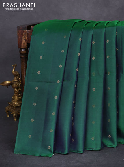 Pure soft silk saree dual shade of green with allover zari woven buttas in borderless style