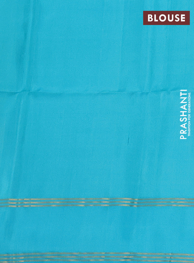 Pure soft silk saree dual shade of light green and light blue with zari woven buttas and rettapet zari woven border