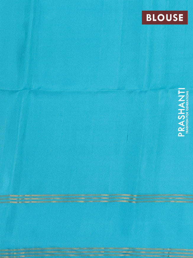 Pure soft silk saree dual shade of light green and light blue with zari woven buttas and rettapet zari woven border