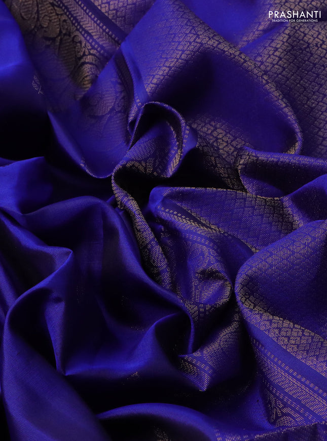 Pure soft silk saree royal blue with zari woven buttas and rettapet zari woven border