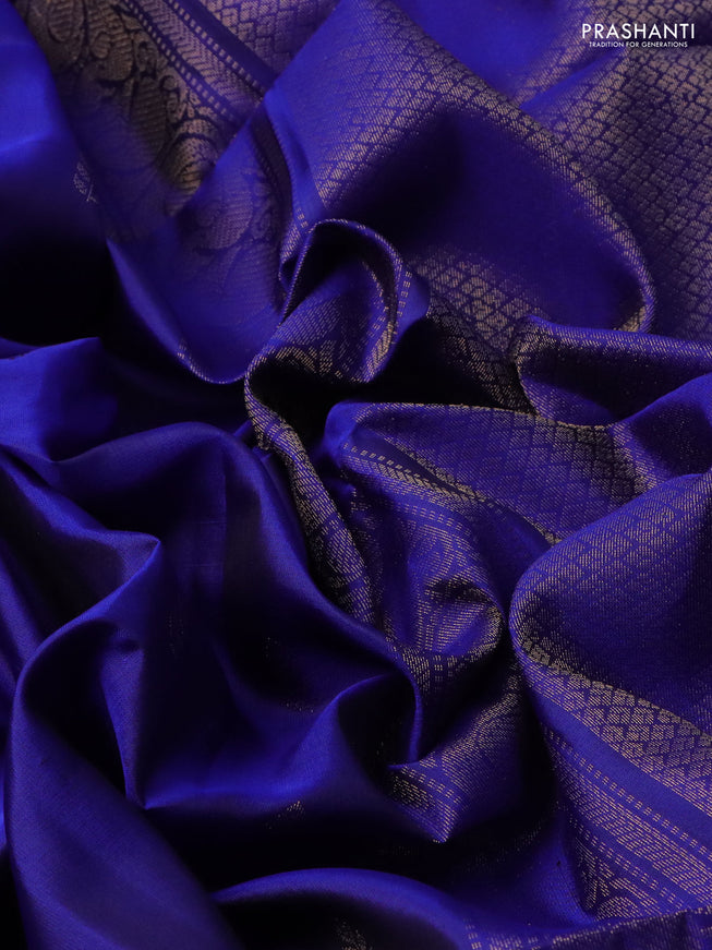 Pure soft silk saree royal blue with zari woven buttas and rettapet zari woven border