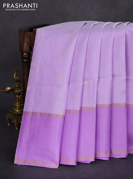 Pure soft silk saree lavender with zari woven buttas and rettapet zari woven border