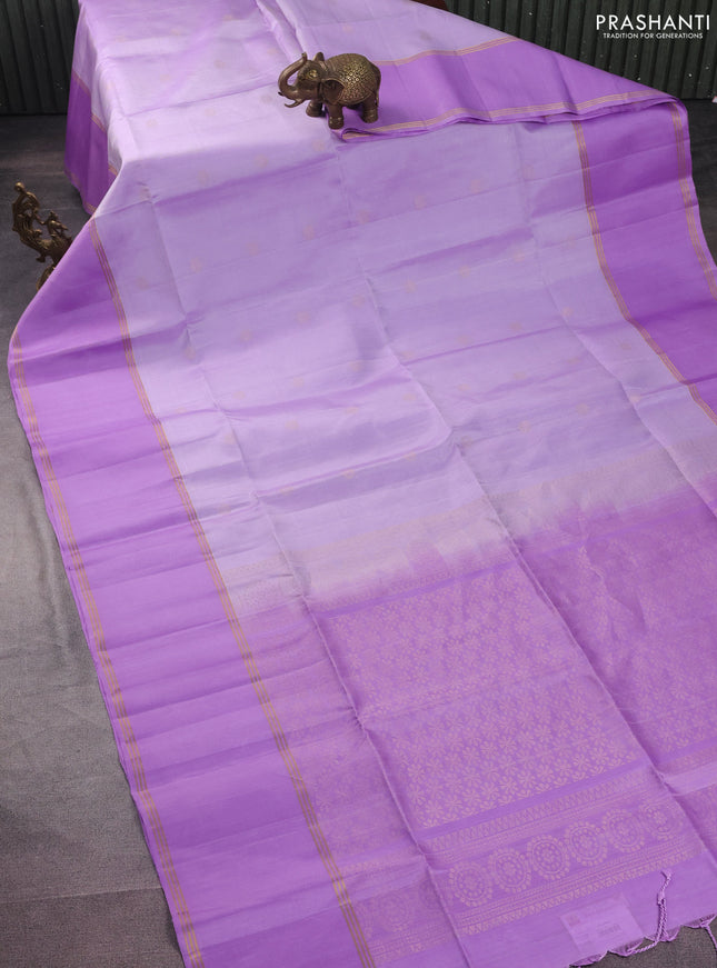 Pure soft silk saree lavender with zari woven buttas and rettapet zari woven border